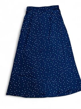 Vintage navy midi skirt with polka dots